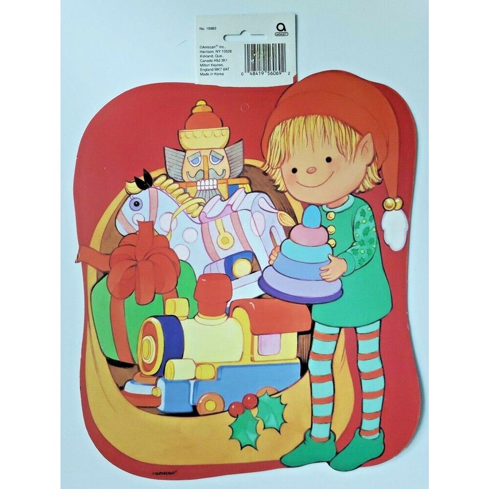 1990's Amscan Christmas Scene Wall Hanging Decoration 12" x 10" New